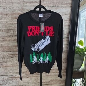 Stranger Things Black Knit Sweater Friends Don't Lie Womens Size Small NWT